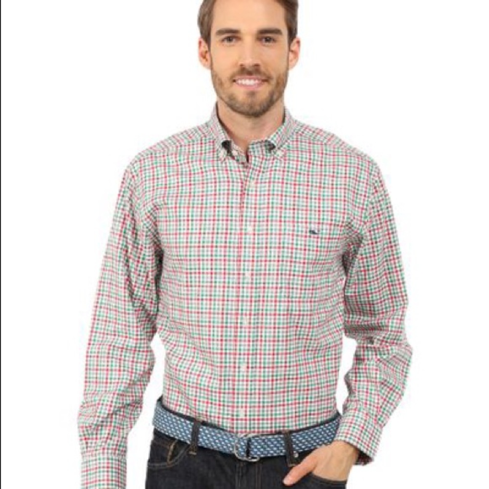 Vineyard Vines Holiday Gingham Plaid Button Down